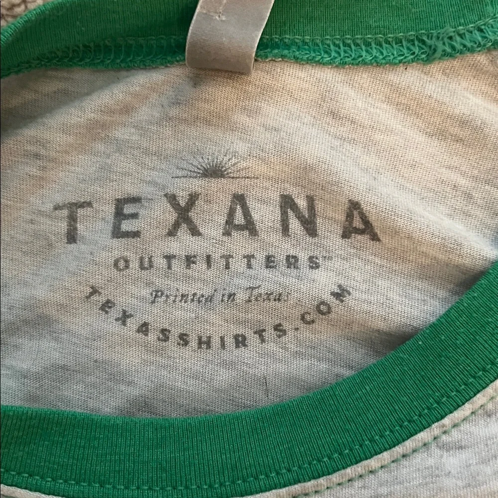 'Ho Ho Home' Texas Green and Heather Gray Raglan Long Sleeve Graphic Tee-size M - Picture 2 of 6